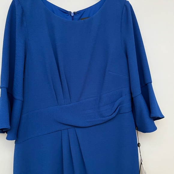 New Adrianna Papell Rio Draped Sheath Dress in Blue Sapphire Size 18 - Picture 3 of 15